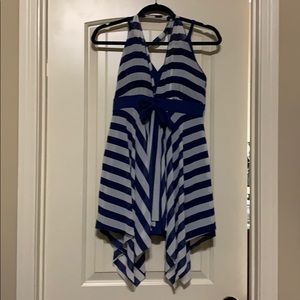 One piece navy and white striped swim dress